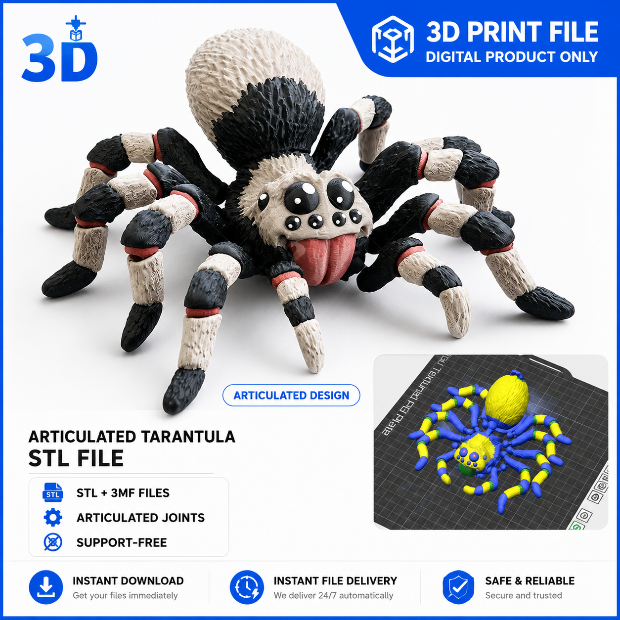 Realistic Tarantula STL File for 3D Printing