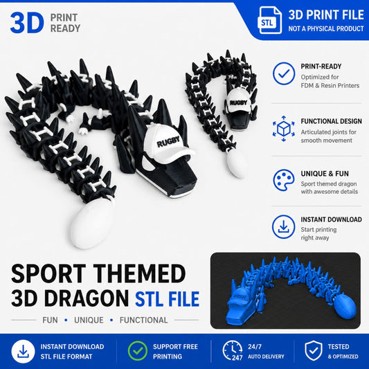 3D printed rugby dragon stl file