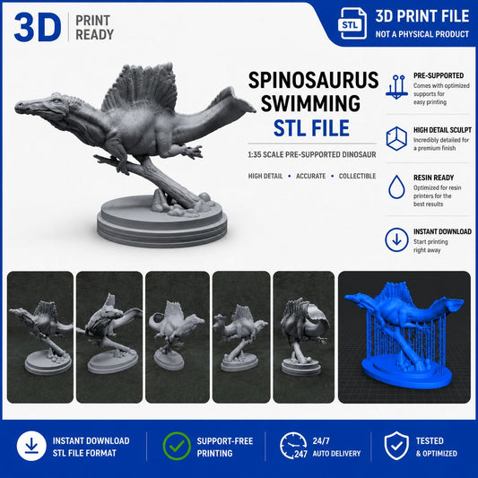 Spinosaurus swimming Stl File